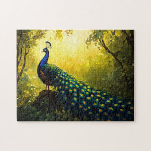 Puzzle Peinture vive d'un paon