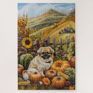 Puzzle Pekingese Chien automne récolte Thankgiving
