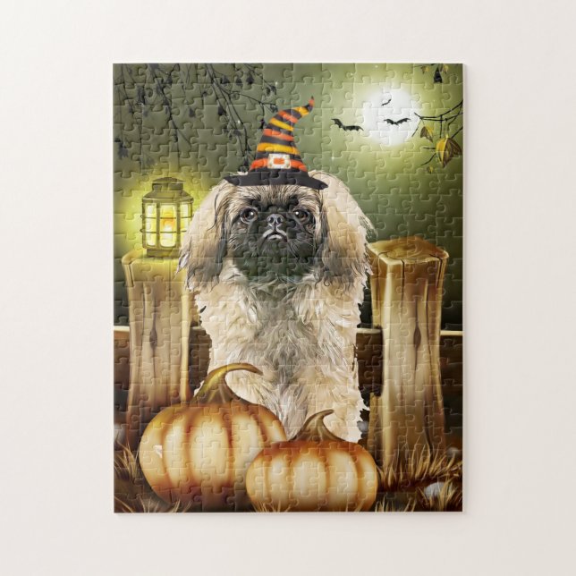 Puzzle Pekingese Chien avec Casquette sorcier (Vertical)