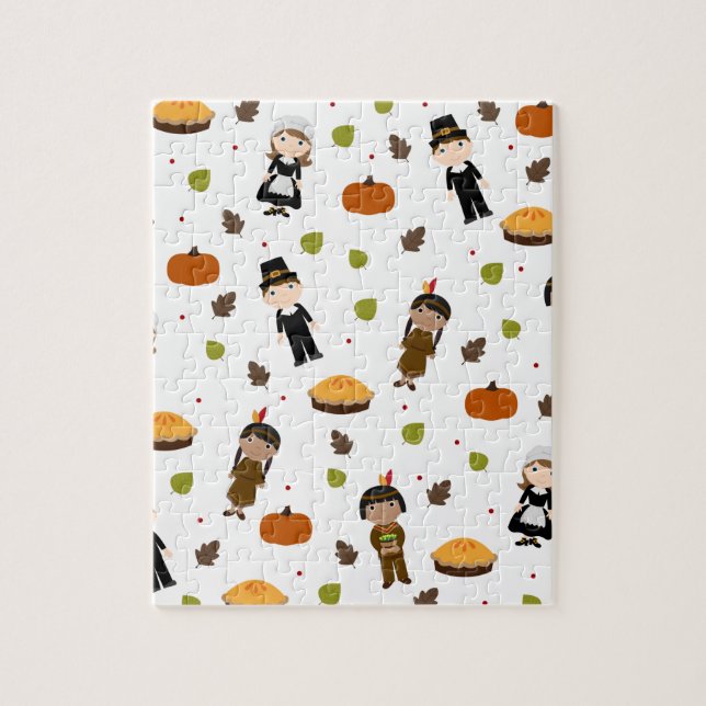 Puzzle Pèlerins et Indiens motif - Thanksgiving (Vertical)