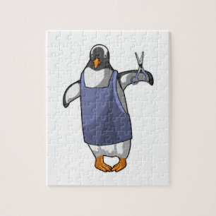 Puzzle Penguin coiffeur avec ciseaux