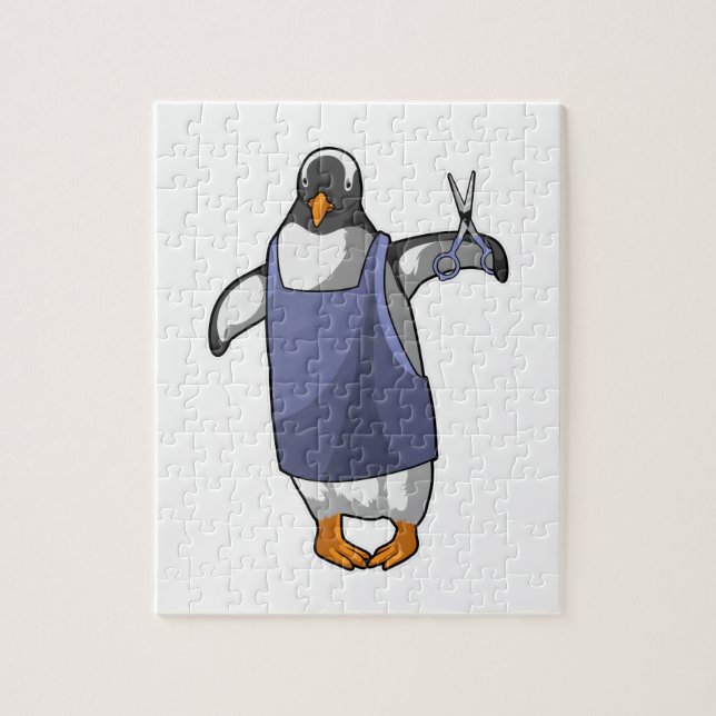 Puzzle Penguin coiffeur avec ciseaux (Vertical)