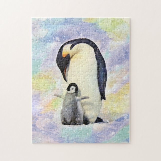 Puzzle Penguin empereur avec la couleur d'eau de la pouss (Vertical)