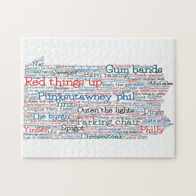 Puzzle Pennsylvanie USA Slang Word Art Map (Horizontal)
