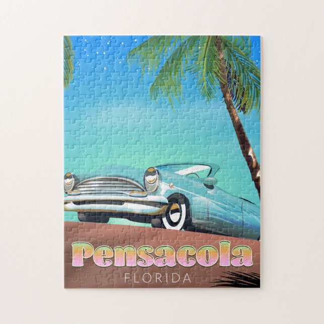 Puzzle Pensacola, floride affiche de voyage de style vint (Vertical)