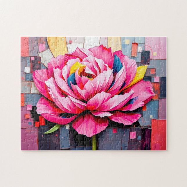 Puzzle Peony délicat dans le style Abstrait moderne (Horizontal)