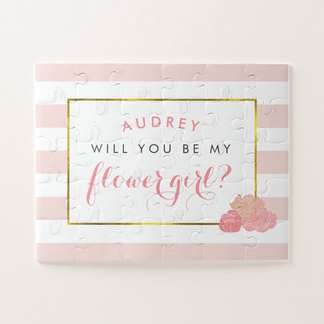 Puzzle Peony rose pâle | Personnalisé Soyez Ma Fille Fleu (Horizontal)