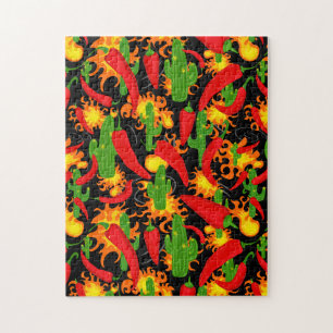 Puzzle Pepper chili, cactus et flammes colorés