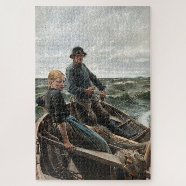 Puzzle Père et fille en mer (par Albert Edelfeel) (Vertical)