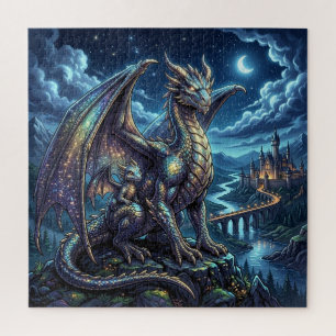 Puzzle Père et Fils Dragons Célestes au Clair de Lune  