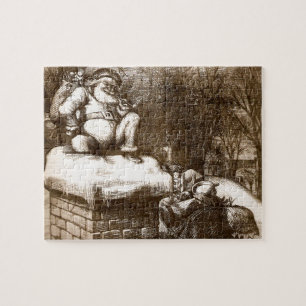 Puzzle Père Noël 1865 hebdomadaire du harpiste vintage 