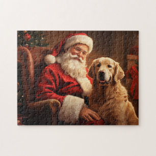 Puzzle Père Noël avec Golden Retriever