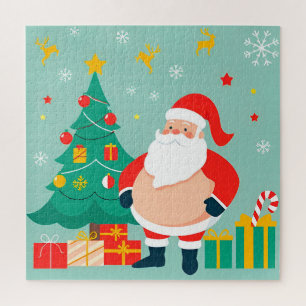 Puzzle Père Noël avec sapin de Noël et cadeaux