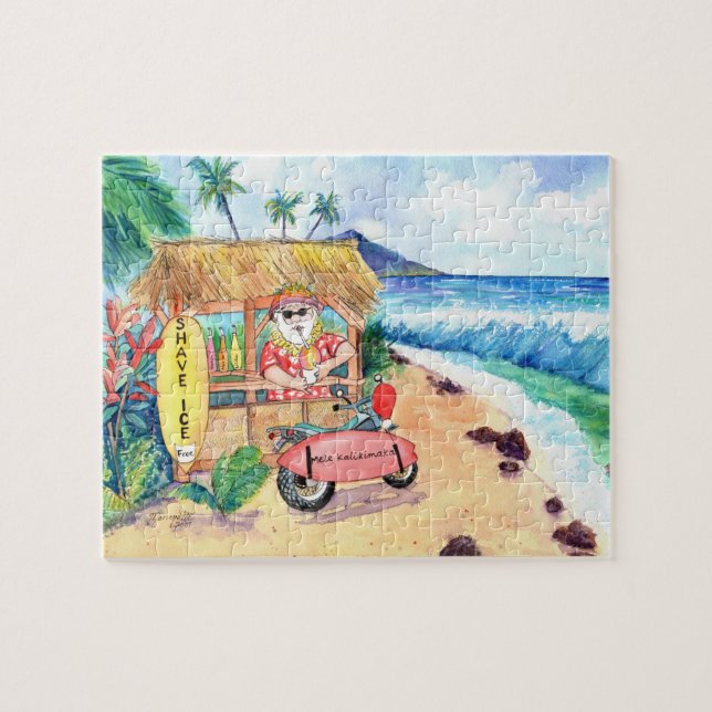 Puzzle Père Noël avec un socle de glace au rasage (Horizontal)