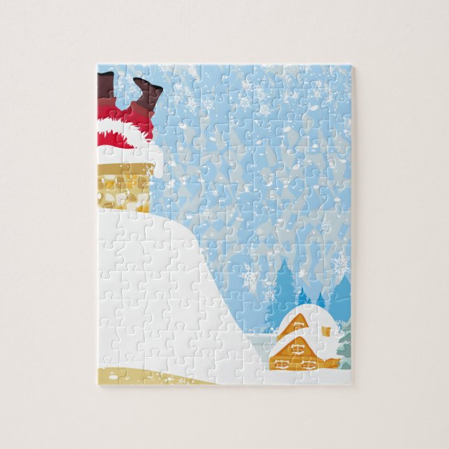 Puzzle père Noël coincé dans la cheminée (Vertical)