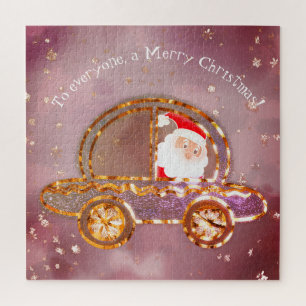 Puzzle Père Noël dans sa voiture à Noël