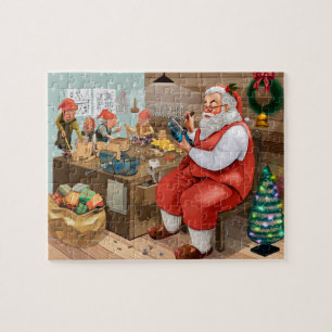 Puzzle Père Noël Et Les Elfes Font Des Jouets  Noël