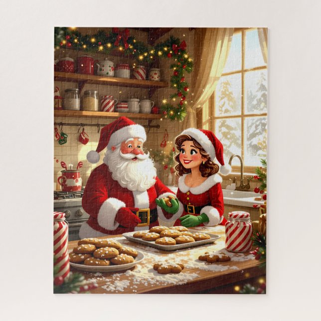 Puzzle Père Noël et Mme Claus Baking Cookies (Vertical)