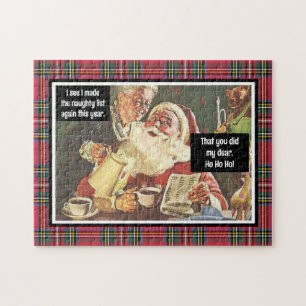 Puzzle Père Noël et Mme Claus Naughty & Nice Vintage Funn