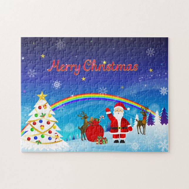 Puzzle Père Noël et rennes (Horizontal)