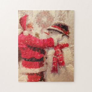 Puzzle Père Noël et snowman