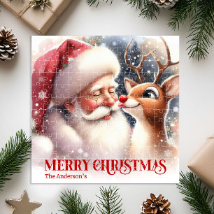 Puzzle Père Noël festif Rudolph Cadeau personnalisé pour 