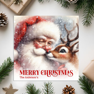 Puzzle Père Noël personnalisé Rudolph Noël Enfants Fêtes 