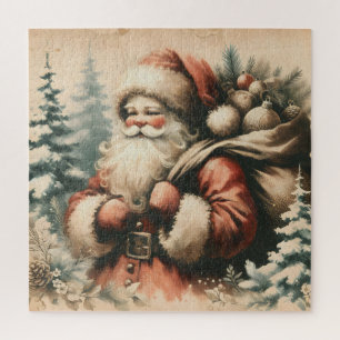 Puzzle Père Noël rétro avec ornements