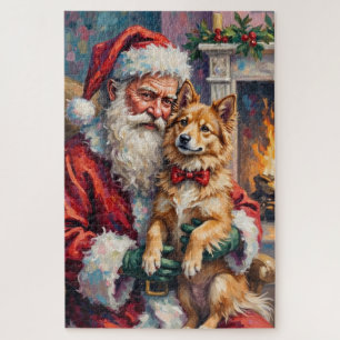 Puzzle Père Noël tenant une œuvre d'art de Noël de Lundeh