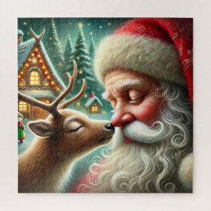Puzzle Père Noël Vintage & Renne Noël Pôle Nord
