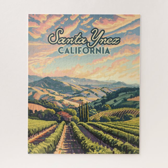 Puzzle Père Noël Ynez California Vineyard Winery Retro (Vertical)