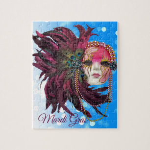 Puzzle Perles, plumes et masque de mardi gras