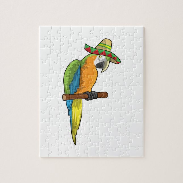 Puzzle Perroquet avec casquette de paille (Vertical)