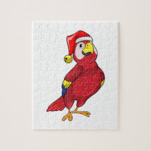 Puzzle Perroquet avec chapeau de Père Noël