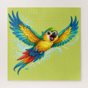Puzzle Perroquet Coloré Heureux en Vol Design d'Oiseau Ka