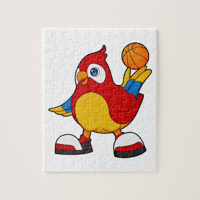 Puzzle Perroquet comme joueur de basket-ball avec basket- (Vertical)