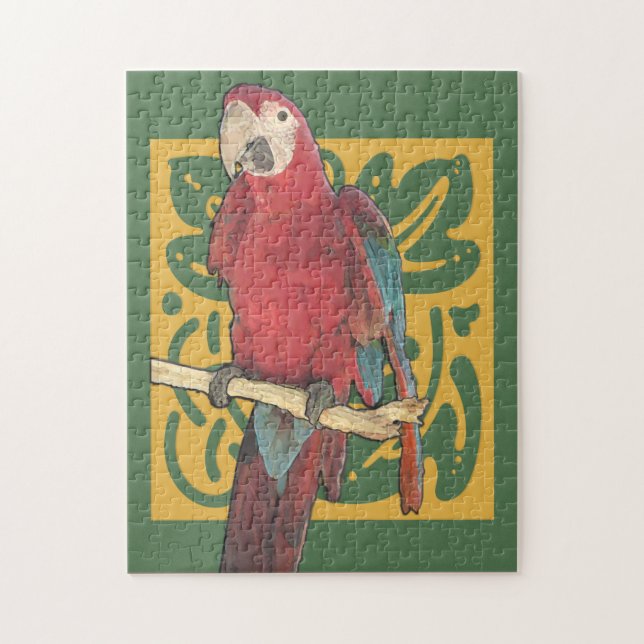 Puzzle Perroquet de rouge de Nouveau d'art (Vertical)