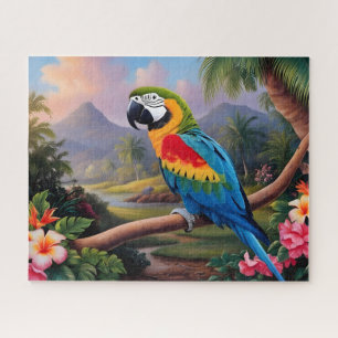Puzzle Perroquet exotique coloré sur la branche 