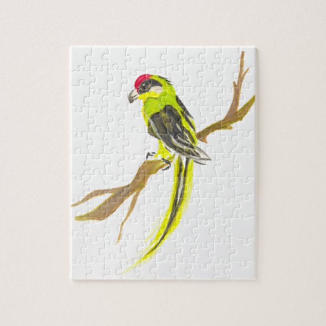 Puzzle Perroquet sur une branche. Peinture aquarelle. (Vertical)