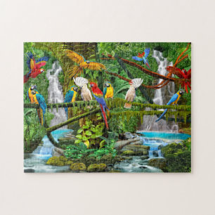 PUZZLE PERROQUETS DANS LE PARADIS