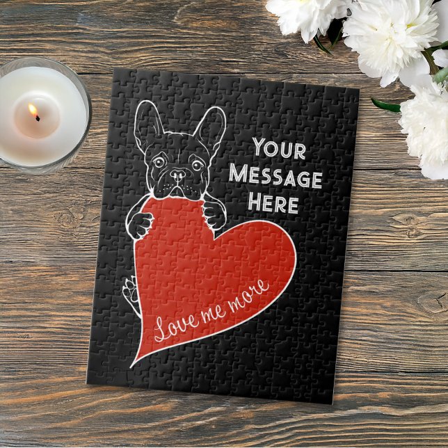 Puzzle Personalized Black French Bulldog with a Red Heart (Créateur téléchargé)