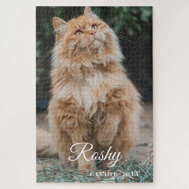 Puzzle personalized name cat Photo (Vertical)