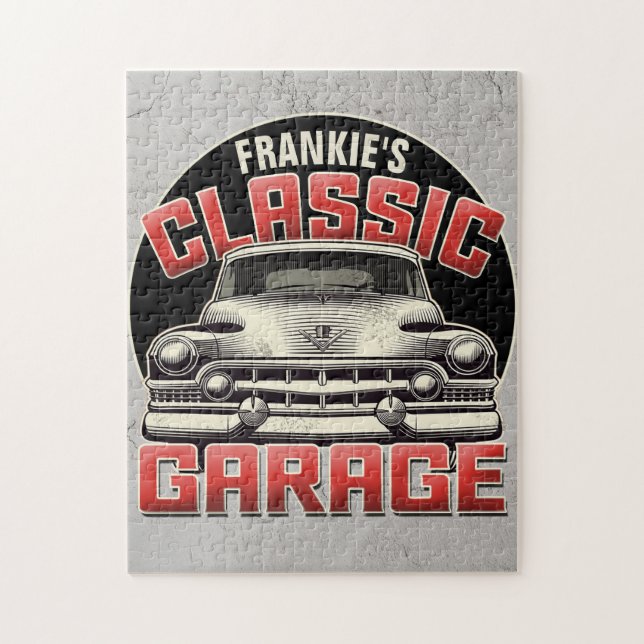 Puzzle PERSONALIZED NAME Classic Car Garage Custom Shop (Vertical)