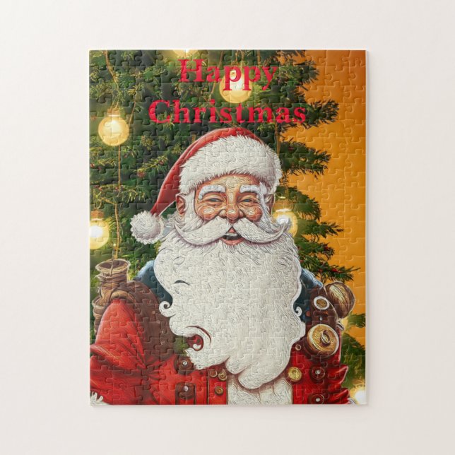Puzzle Personnalisable Vintage Jolly Père Noël (Vertical)