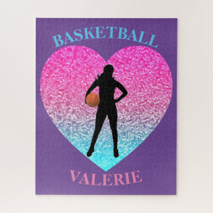 Puzzle personnalisé Cœur de basket-ball féminin