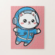 Puzzle personnalisé de chat astronaute mignon