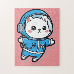 Puzzle personnalisé de chat astronaute mignon