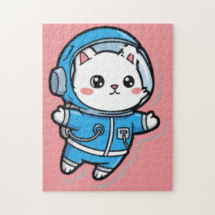 Puzzle personnalisé de chat astronaute mignon