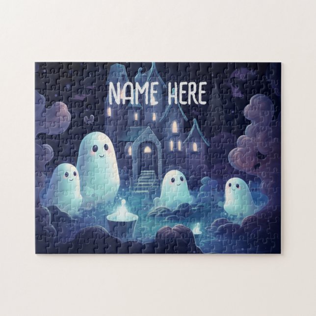 Puzzle personnalisé des fantômes d'Halloween (Horizontal)