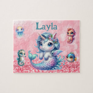 Puzzle Personnalisé Licorne Sirène Enfant Nom 